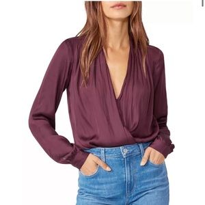 Paige Sevilla Crossover V Neck Long Sleeve Bodysuit